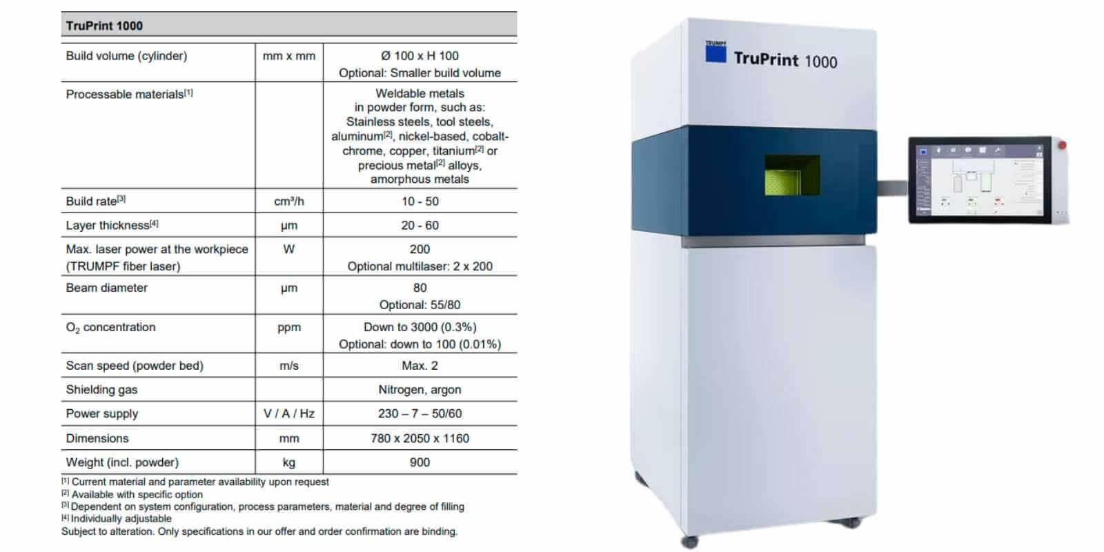 Mașină de printare CoCr Laser Metal Fusion TruPrint 1000